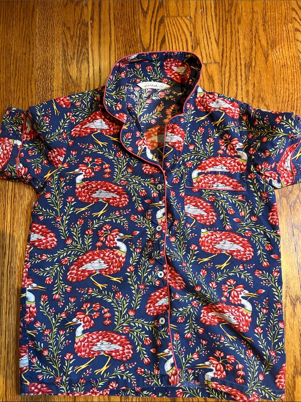 Printfresh Navy and Red Floral Bird Short Pajama Set - Picture 5 of 5